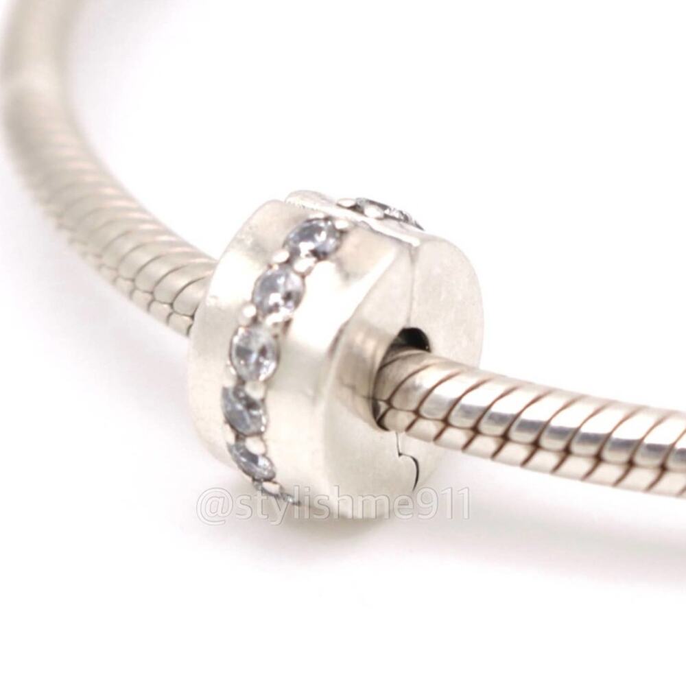 One Authentic PANDORA Sterling Silver Shining Path Sparkling Row Clip